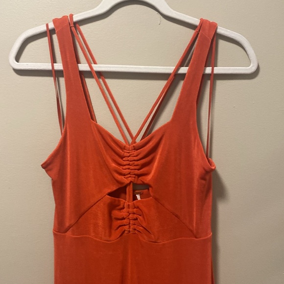 Free People Hypnotized Orange Maxi Dress with Cut Outs - Picture 2 of 6